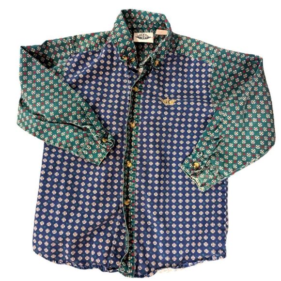 Dockers boys vintage button up geometric print shirt academia - Picture 1 of 5